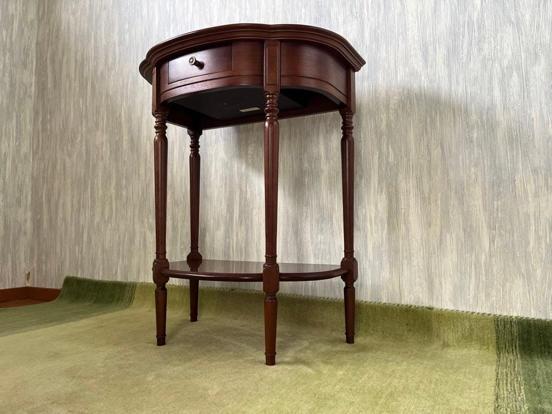 LA CASA 木製オーバル型テーブル 引き出し付き