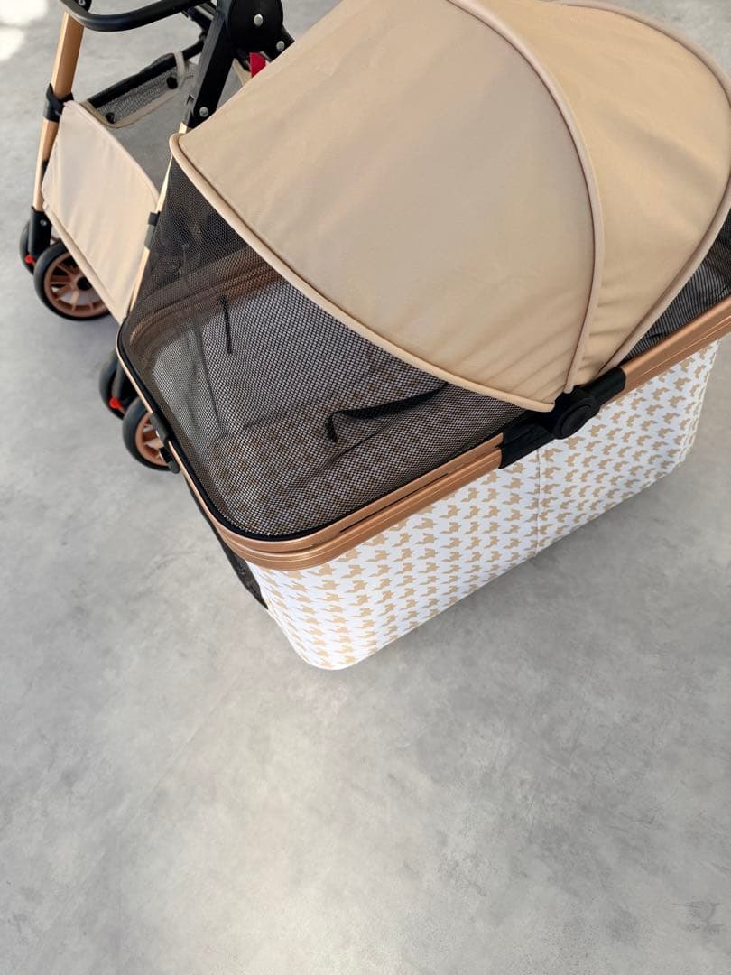 開封済　未使用　ハウンドトゥース柄 ペットカート　分離式　アルミ 20kg小型犬