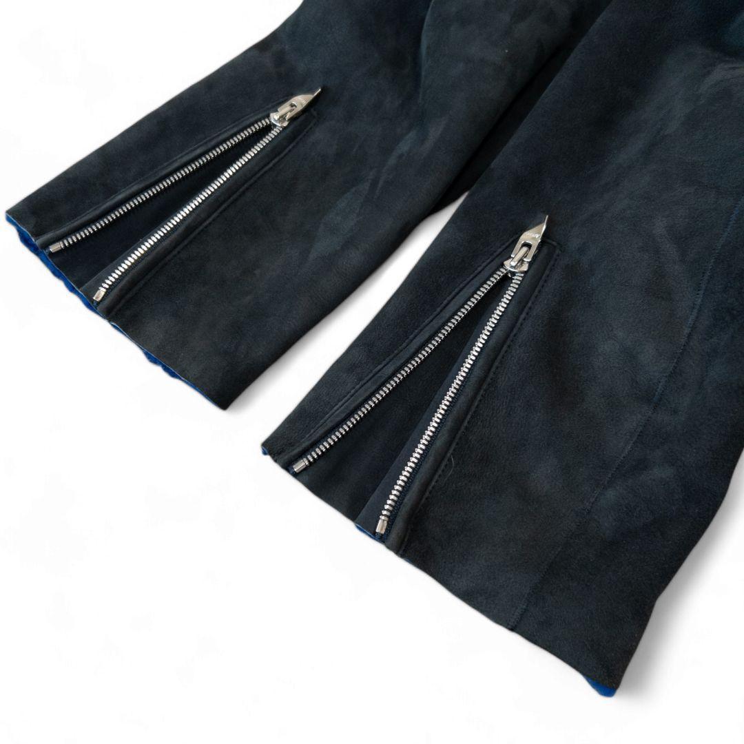 定価25万 アストラット リアルムートン ノーカラーライダースジャケット 黒 M