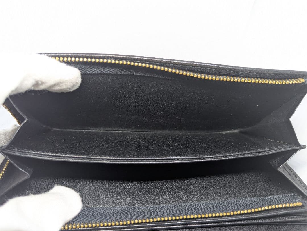 イブサンローラン 長財布 レザー クロコ型押し ブラック　美品