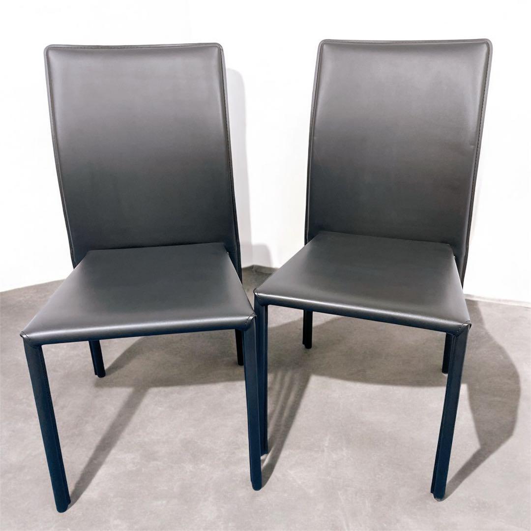 【未使用送料込】あずま工芸 レザーダイニングチェア 黒 2脚セット③