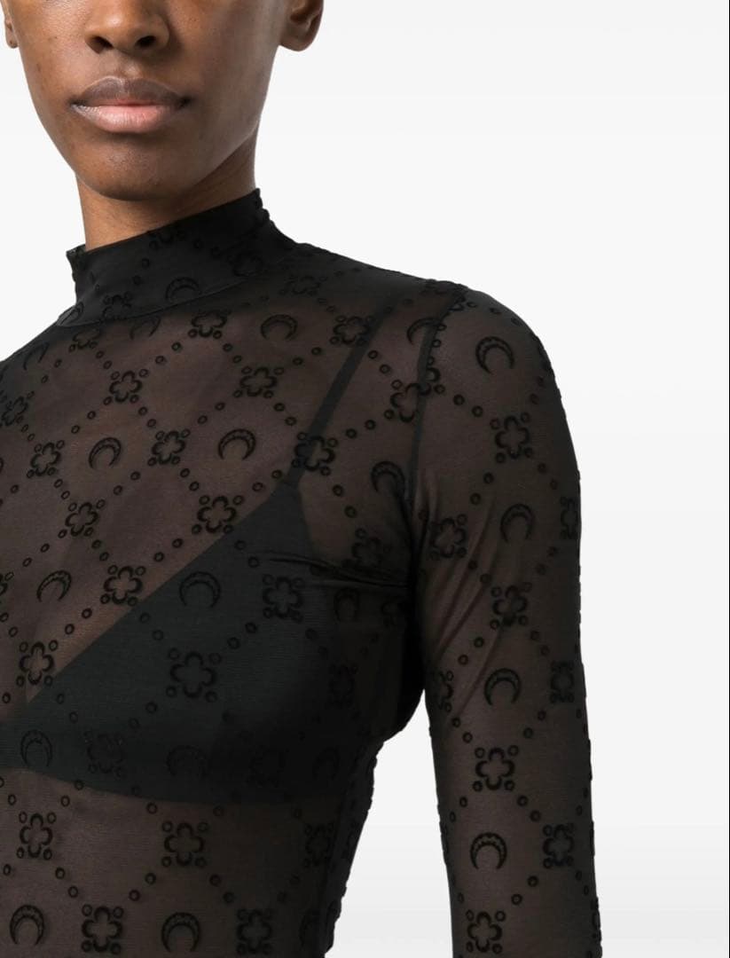 MARINE SERRE メッシュフロック ハイネックトップ