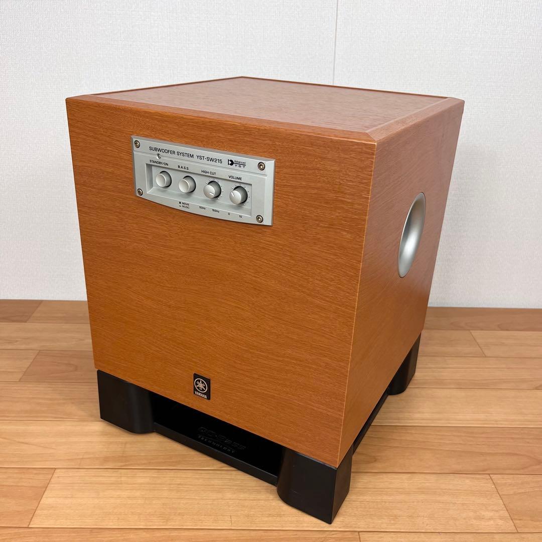 【美品】YAMAHA YST-SW215サブウーファー 木目 キューブ型　希少！
