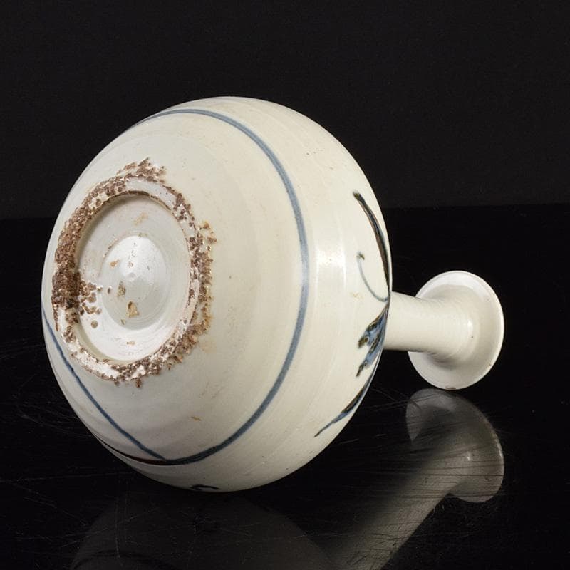 朝鮮美術　李朝　高麗白磁　染付　花文　長頸瓶　V　R4920