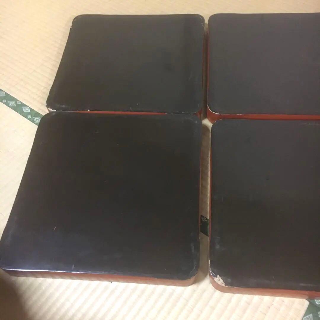 時代物　朱漆会席膳　　漆器懐石膳　5客　　　鯉図　　明治期　アンティーク　骨董