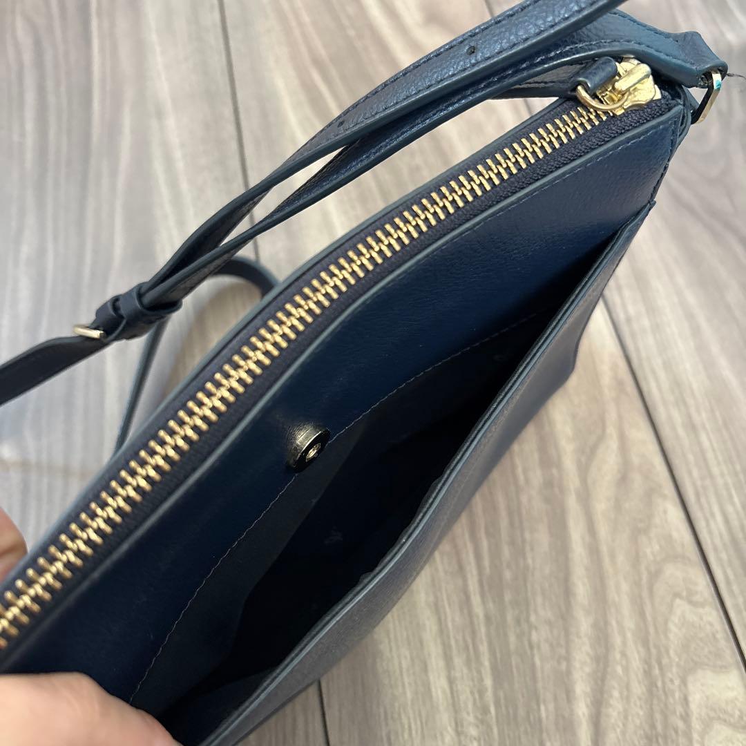 【美品】アニエスベー ショルダーバッグ ネイビー 紺 agnes b 牛革レザー