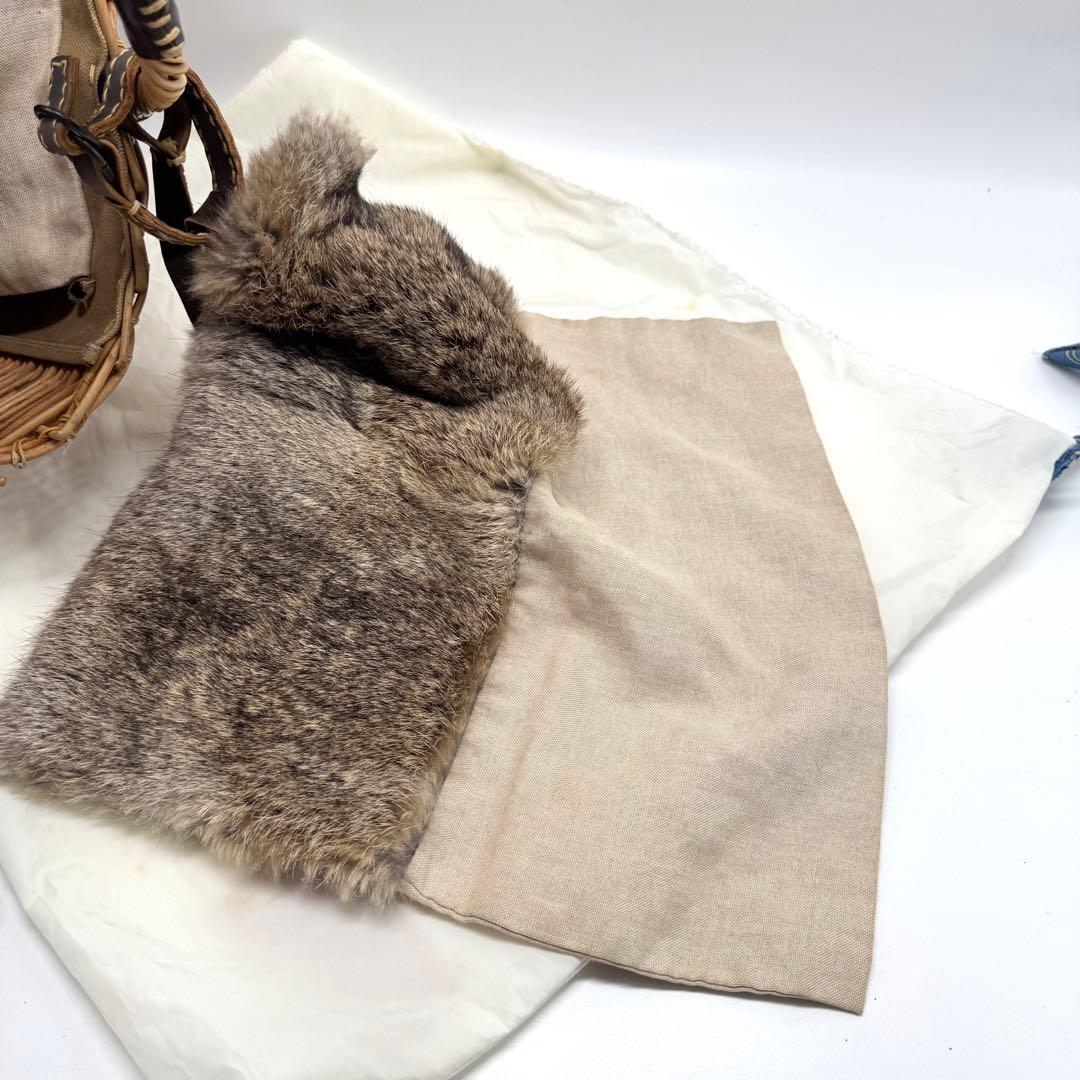 【美品✨】ebagos エバゴス　マルシェ　かごバッグ　ラビットファー