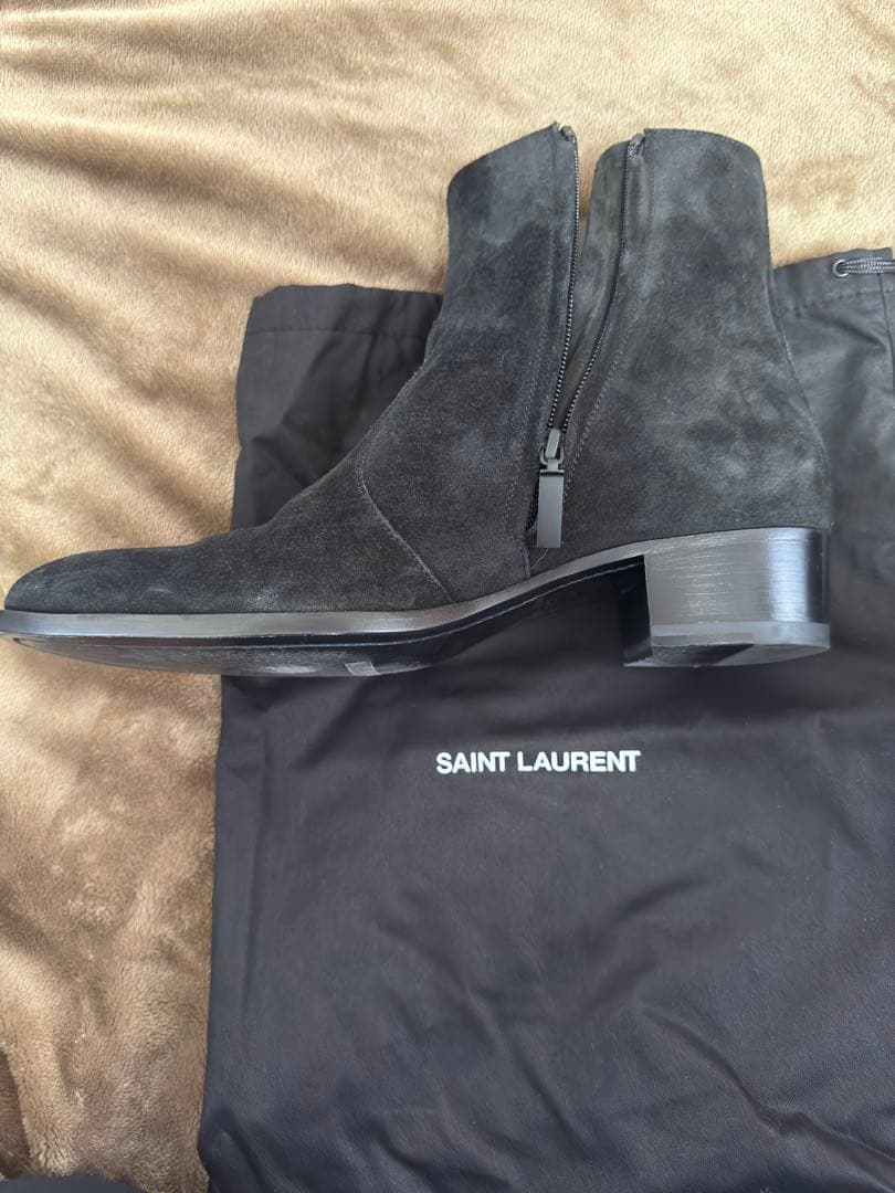 SAINT LAURENT ブラック サイドゴアブーツ 43