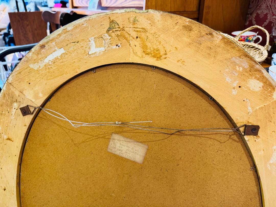 B7015 【イタリア製】ビンテージ ウォールミラー オーバル 大型