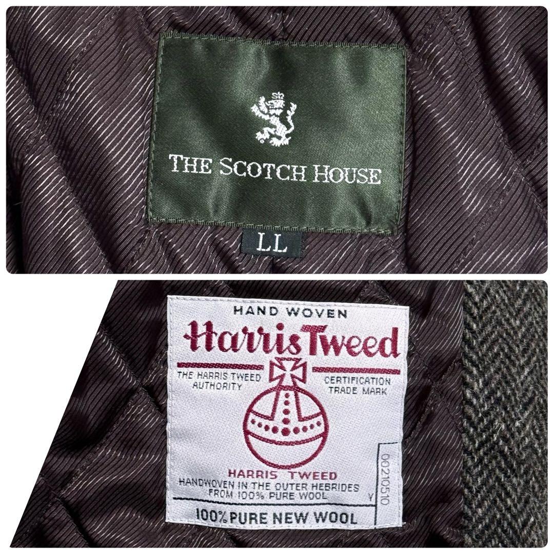 【XLサイズ】ハリスツイード × スコッチハウス ダッフルコート ヘリンボーン
