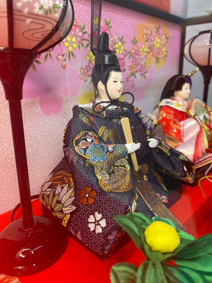 東京久月　雛人形ガラスケース入り親王飾り・間口約４８×奥行約２９×高さ約３４㎝