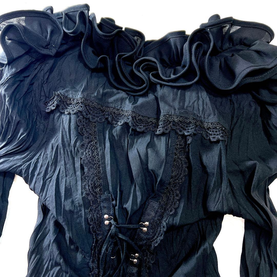 オッズアンジェロ Ozzon フリル レース プリーツ ロングカーディガン