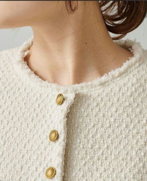 PUAL CE CIN リングツイードノーカラージャケット