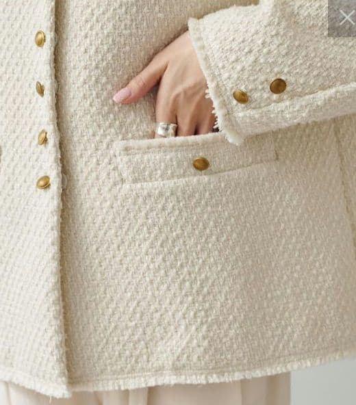 PUAL CE CIN リングツイードノーカラージャケット