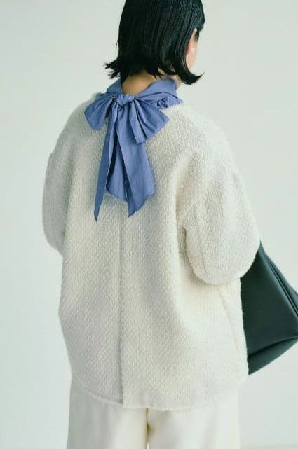 PUAL CE CIN リングツイードノーカラージャケット