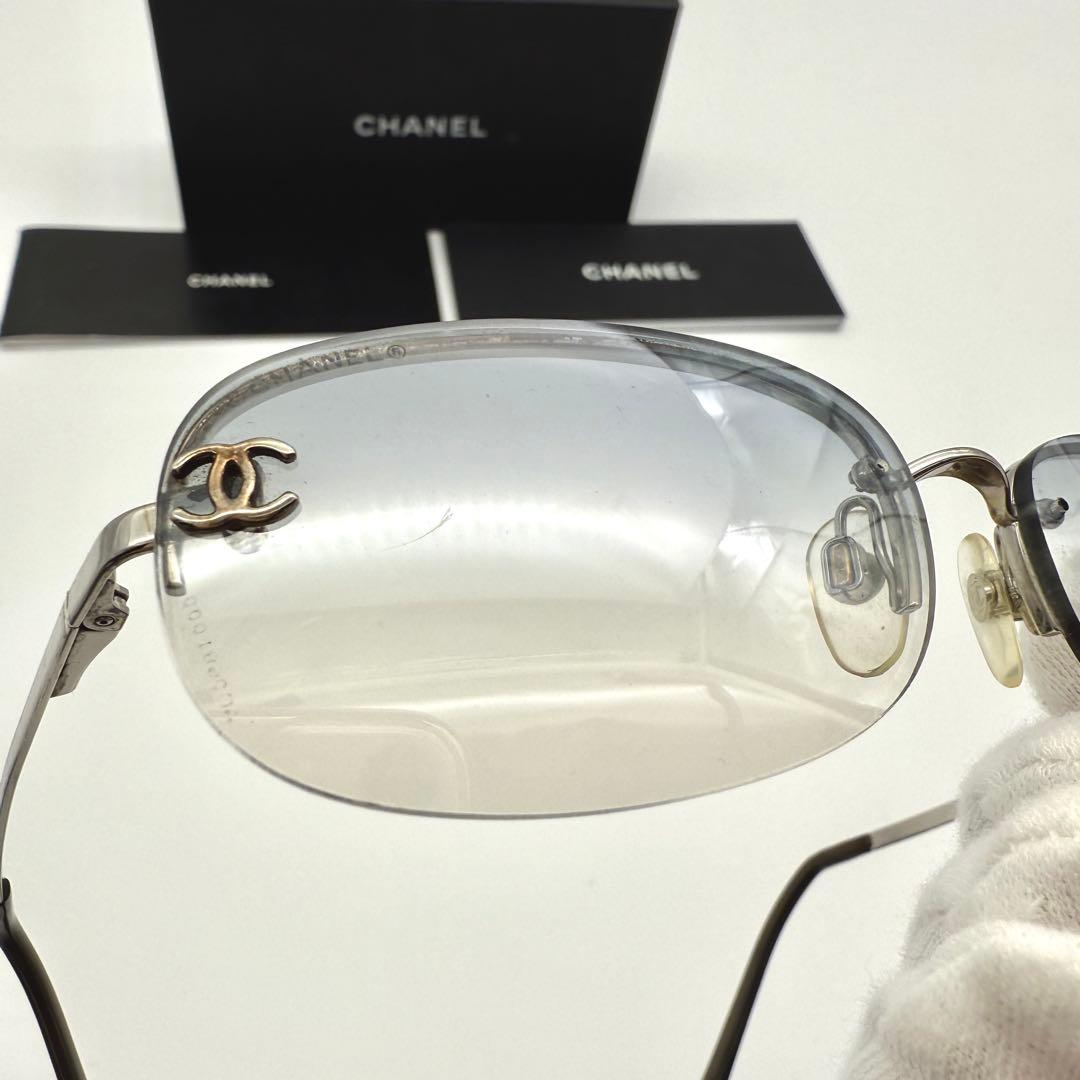 CHANEL サングラス 4099 リムレス グラデーション ブルー ココマーク
