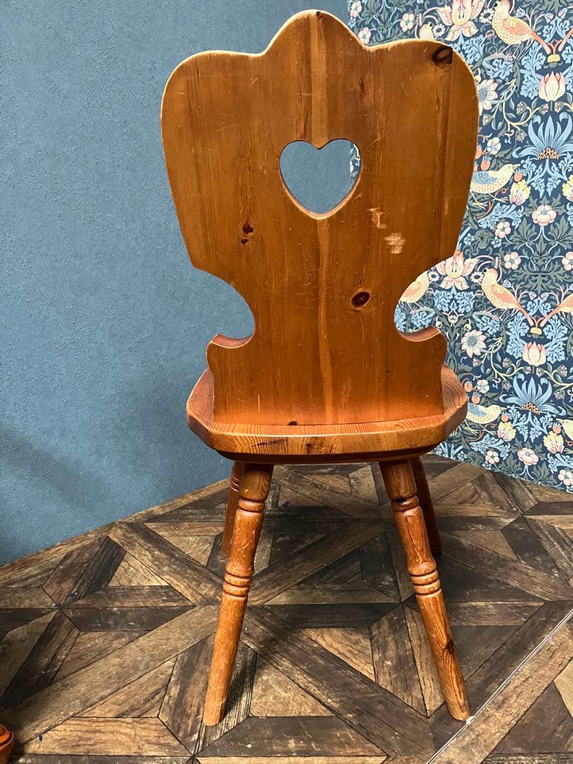 木製カントリー ダイニングチェア 椅子 インテリア ハート型 パイン材