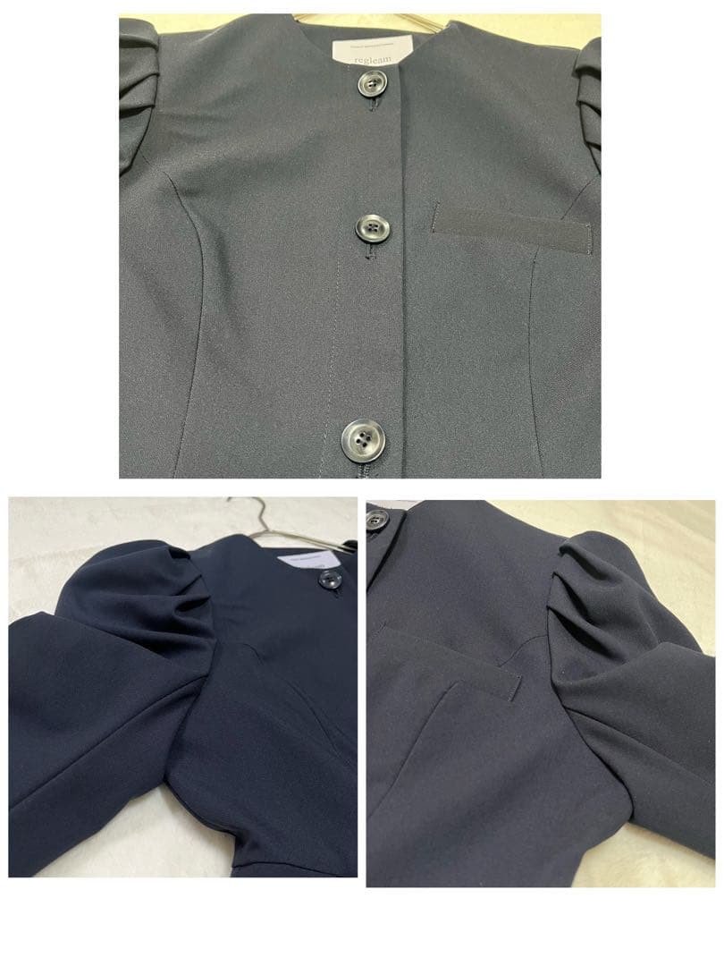 美品✨regleam ノーカラージャケット　ペプラムジャケット M ネイビー