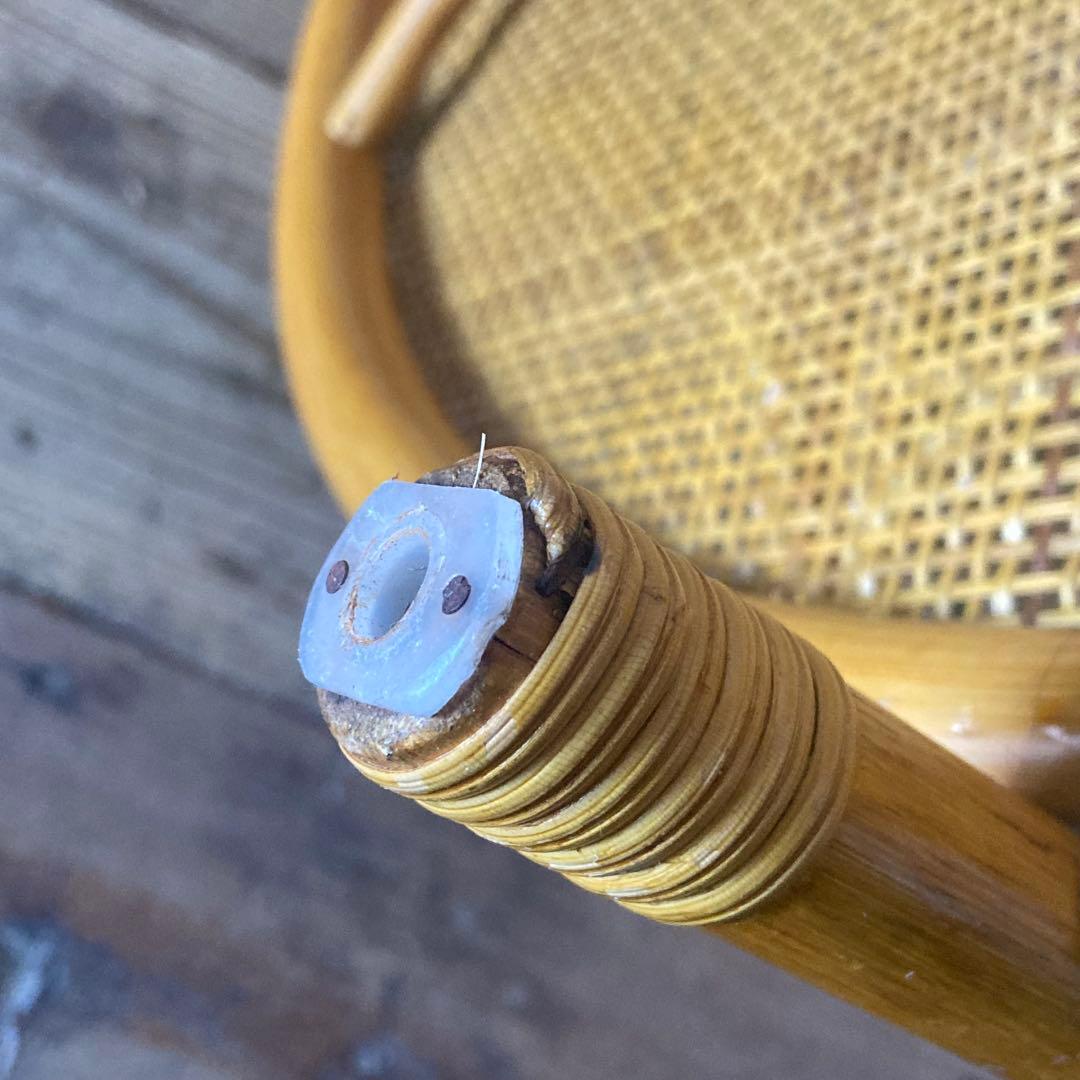 ヴィンテージラタン ガラス サイド テーブル ローテーブル