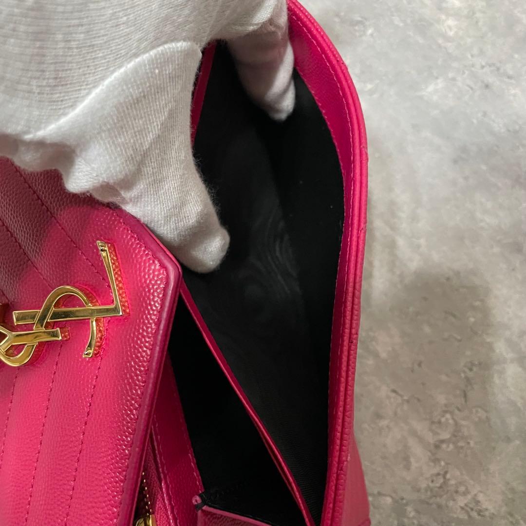 極美品✨ SAINT LAURENT レザー キャビアスキン 長財布 YSL