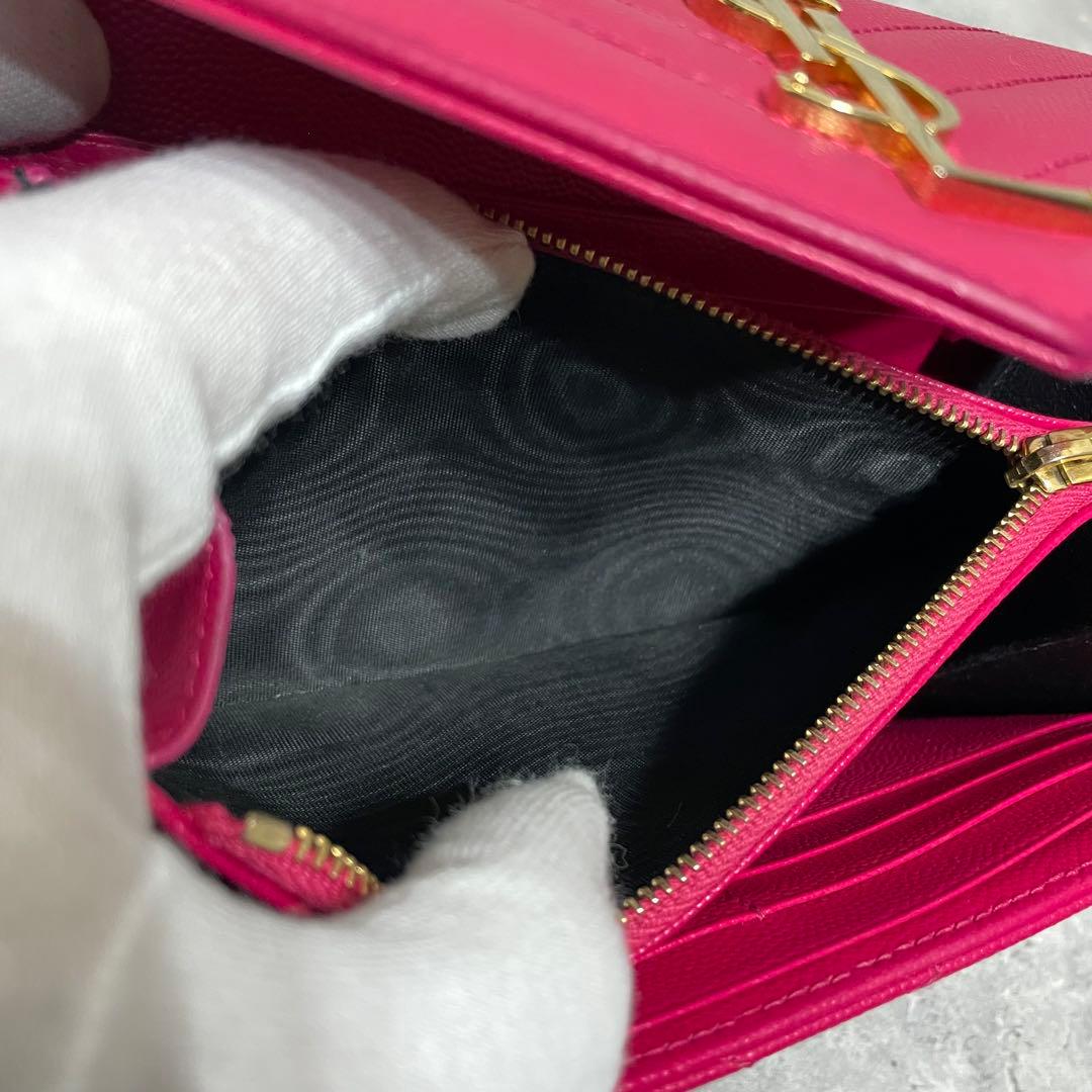 極美品✨ SAINT LAURENT レザー キャビアスキン 長財布 YSL
