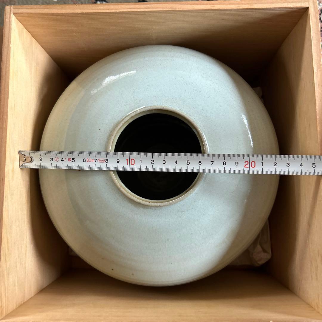未使用【日展国宝作家 市川廣三名作白釉大花瓶 共箱 】貴重素晴らしいコレクション