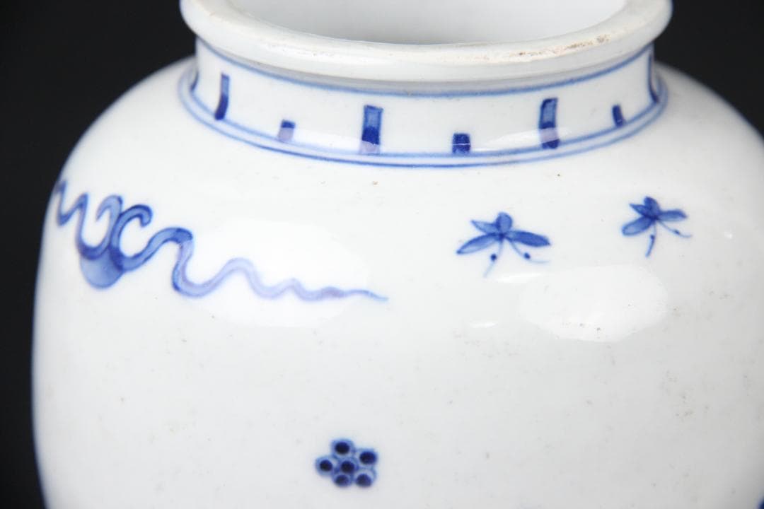 唐物 染付 清時代 青花 壺 茶入 花瓶 人物 中国 古美術 N21-6