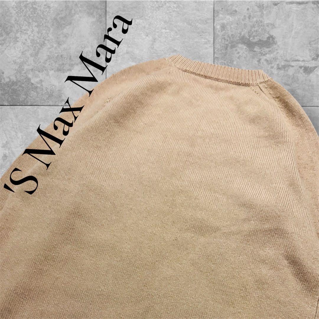 極美品 エス マックスマーラ キャメル 長袖 ニット ワンピース ロゴ カシミア