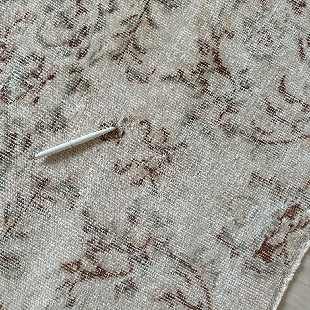 トルコ ヴィンテージラグ A27超大判 レア クリーム セージグリーン ベージュ