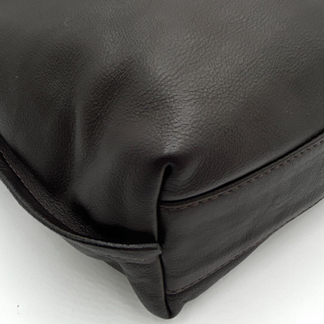 【極美品】 BREE ブリー ダークブラウン ロゴ ショルダーバッグ 袋付き