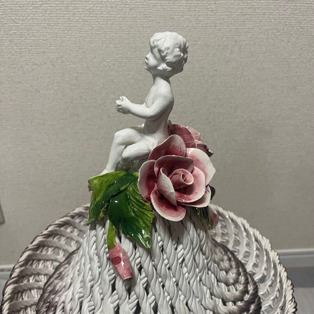 【希少】　アールヌーヴォー アンティークランプ　陶器 エンジェル 天使