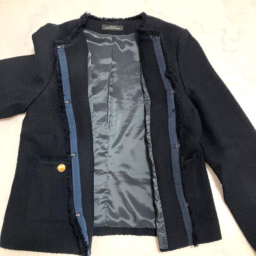 極美品　ツイードジャケット　金ボタン　ネイビー　M セレモニー