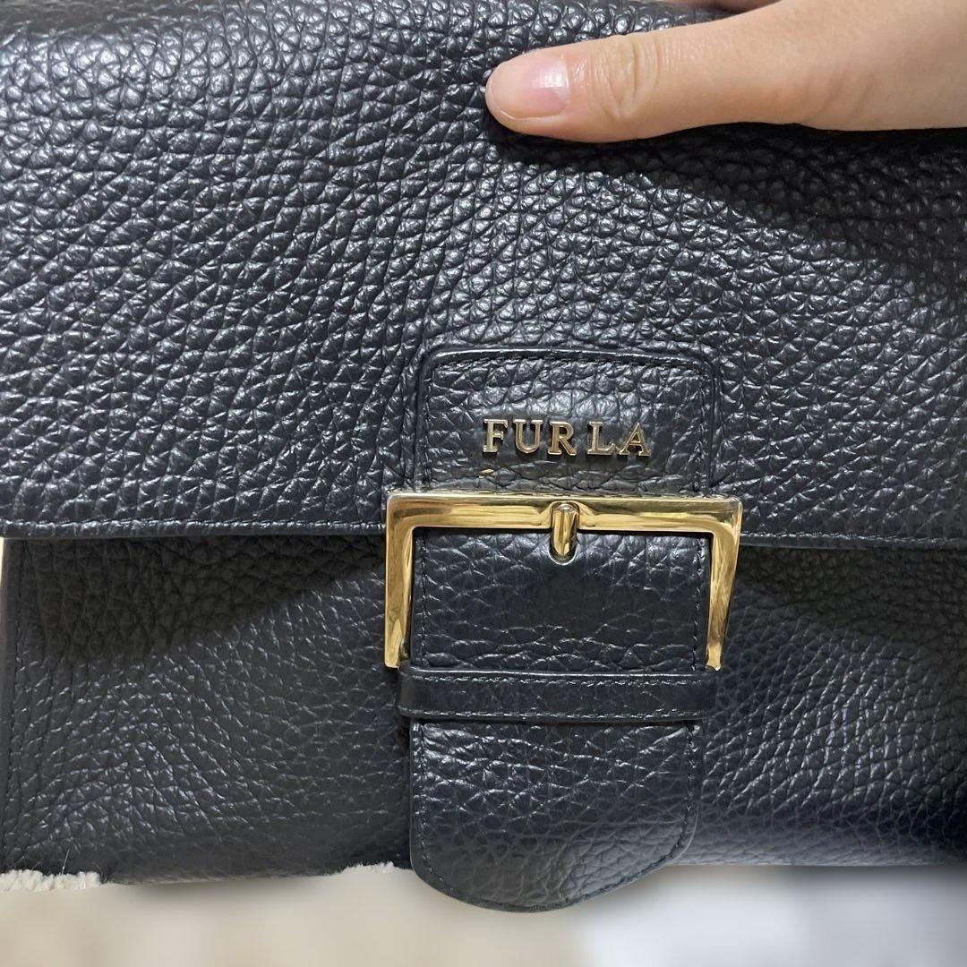 美品 FURLA フルラ ショルダーバッグ ブラック ゴールド金具 正規品
