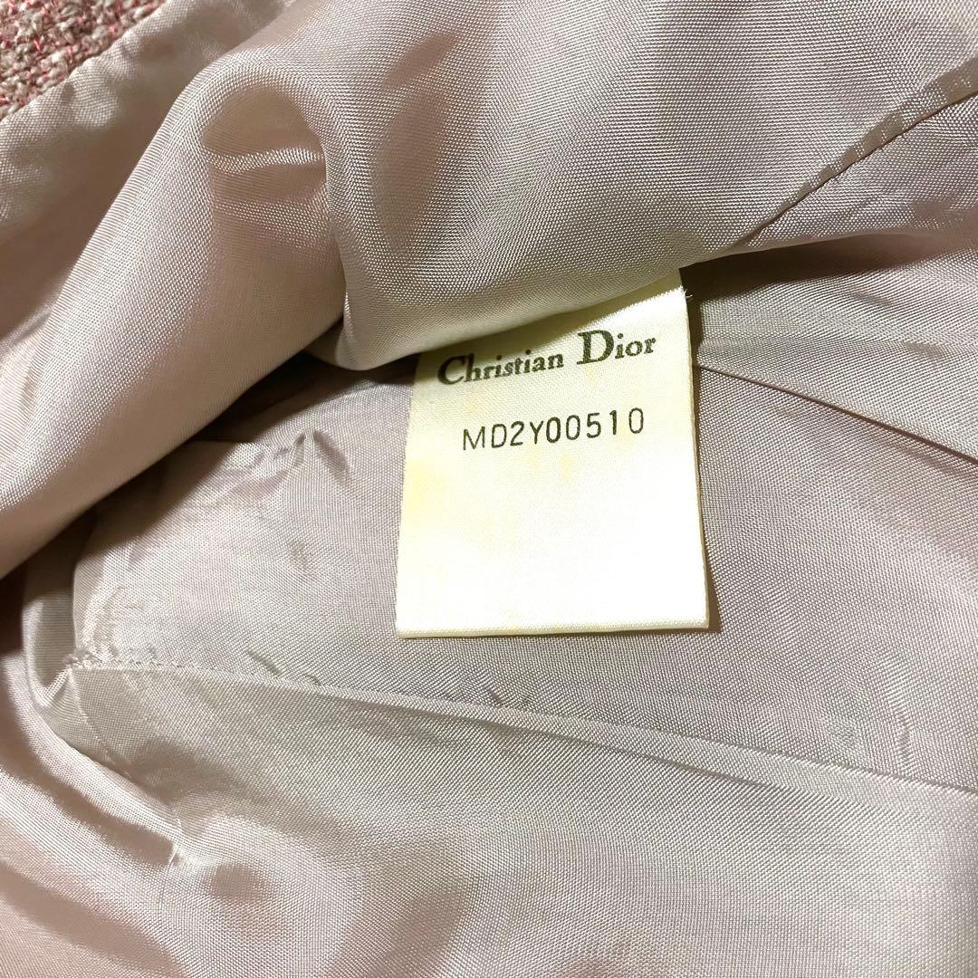 希少✨クリスチャンディオール ノーカラー ツイードジャケット カシミヤ混