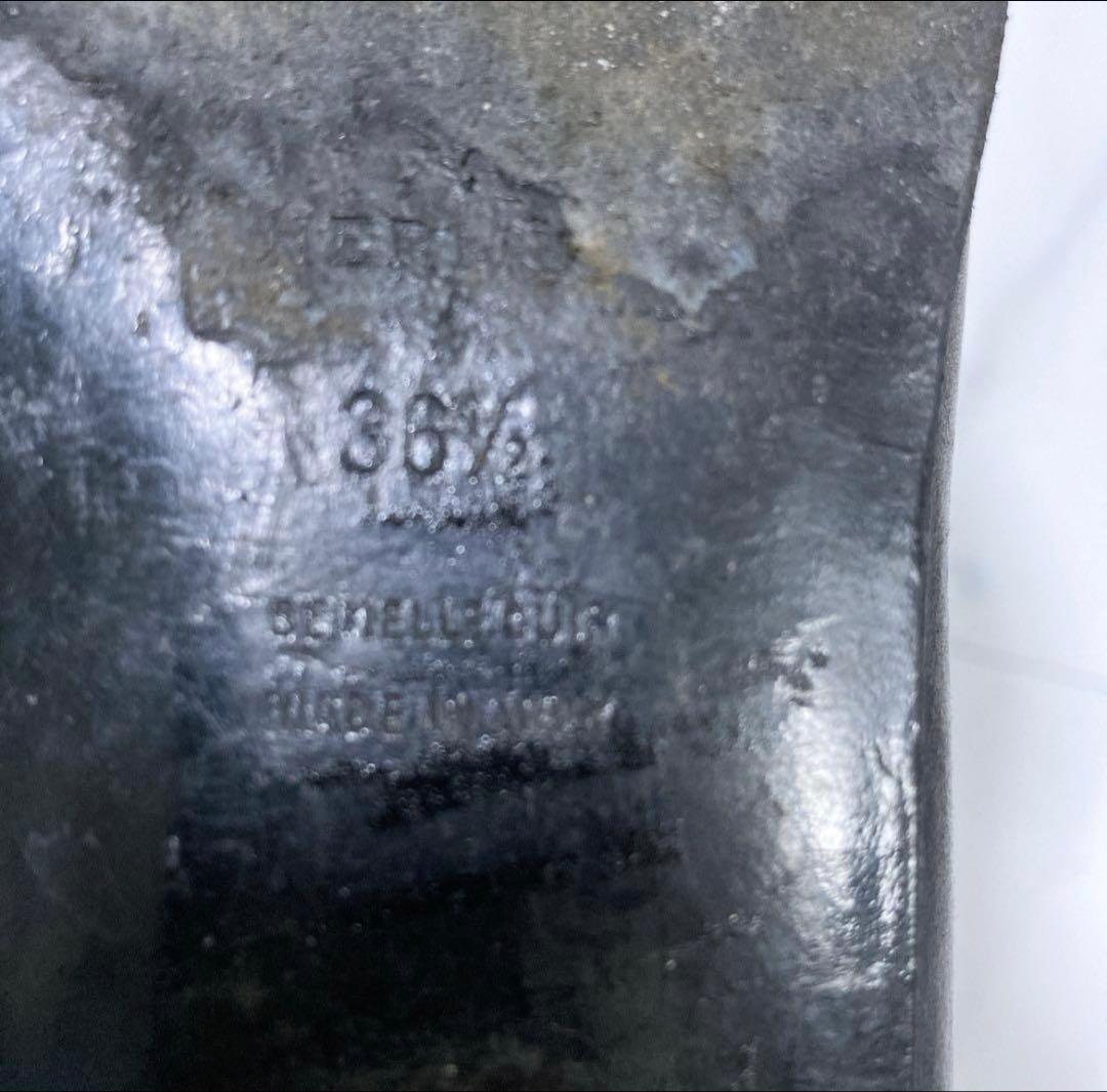 高級　HERMESエルメス　モカシンパリローファー　黒　シルバー　23.5