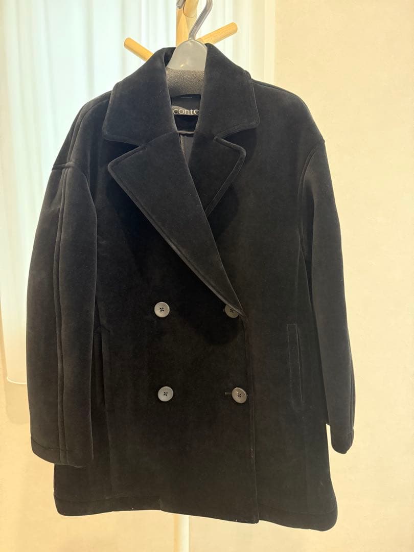 ★ばなな★新品タグ付き＜conte＞ベルベット ボンディング Pコート