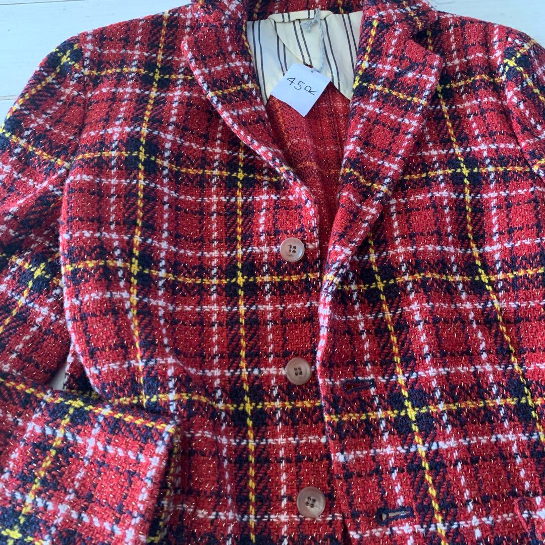 45R45rpmテーラードジャケットMチェック　ウール　新品未使用　サイズ 2