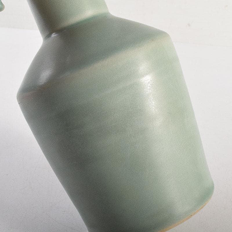 中国　龍泉窯　粉青釉　魚双耳瓶　花生　時代箱付　C　8294