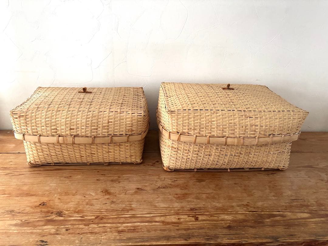 蓋付きバスケット　かご　つづら　行李　こおり　大