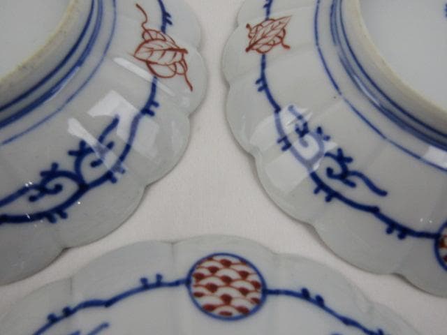 大聖寺伊万里 輪花 金彩菊花図 小皿 3枚 16ｃｍ 竒玉宝鼎之珍 0725 ④