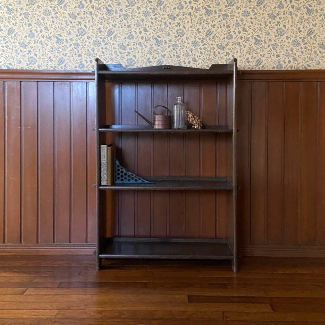アンティーク　古い本棚　レトロ　楔棚　オープンラック　くさび棚