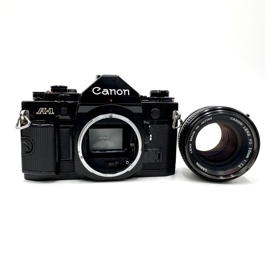 動作良好 Canon A-1 フィルムカメラ FD 50mm f1.4 レンズ