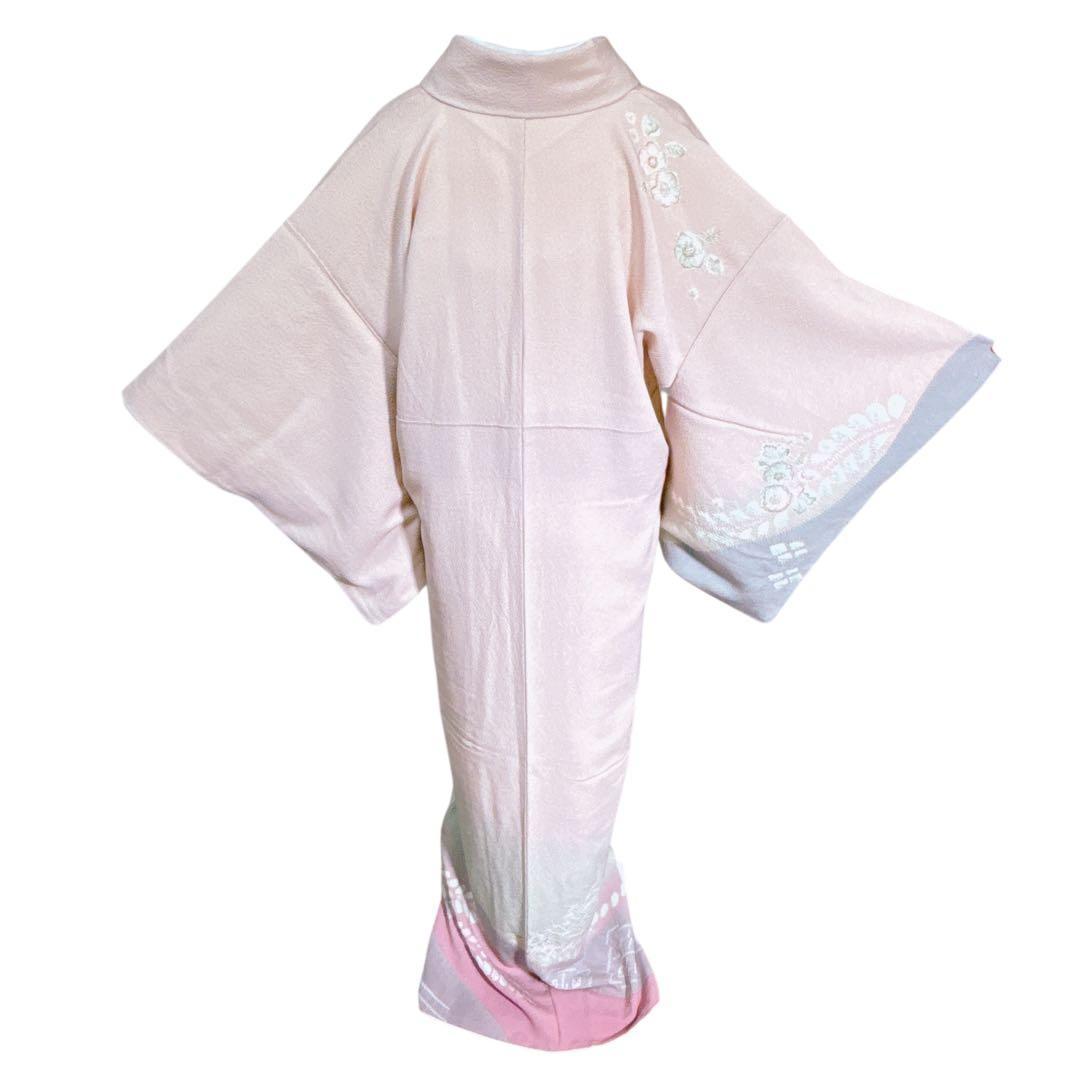 A126愛華 訪問着名門 滝泰 辻が花 絞り 訪問着 紋なし洗柿色フォーマル