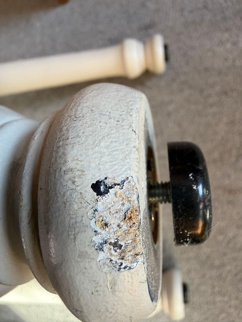 白塗装 木製 ラウンドサイドテーブル 3本脚 花台 飾り台 高さ80cm