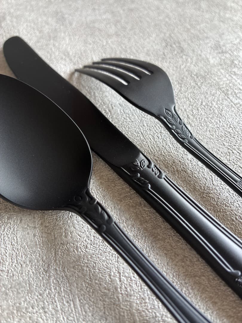 マットブラックカトラリーセット 5ピース ステンレス【新品】