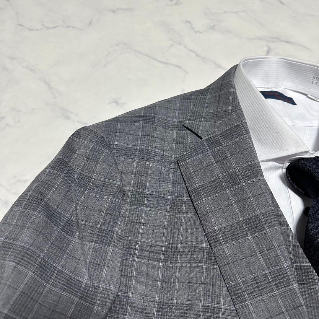 美品　24/7 3ピーススーツ　チェック　グレー　リバーシブルベスト　AB4