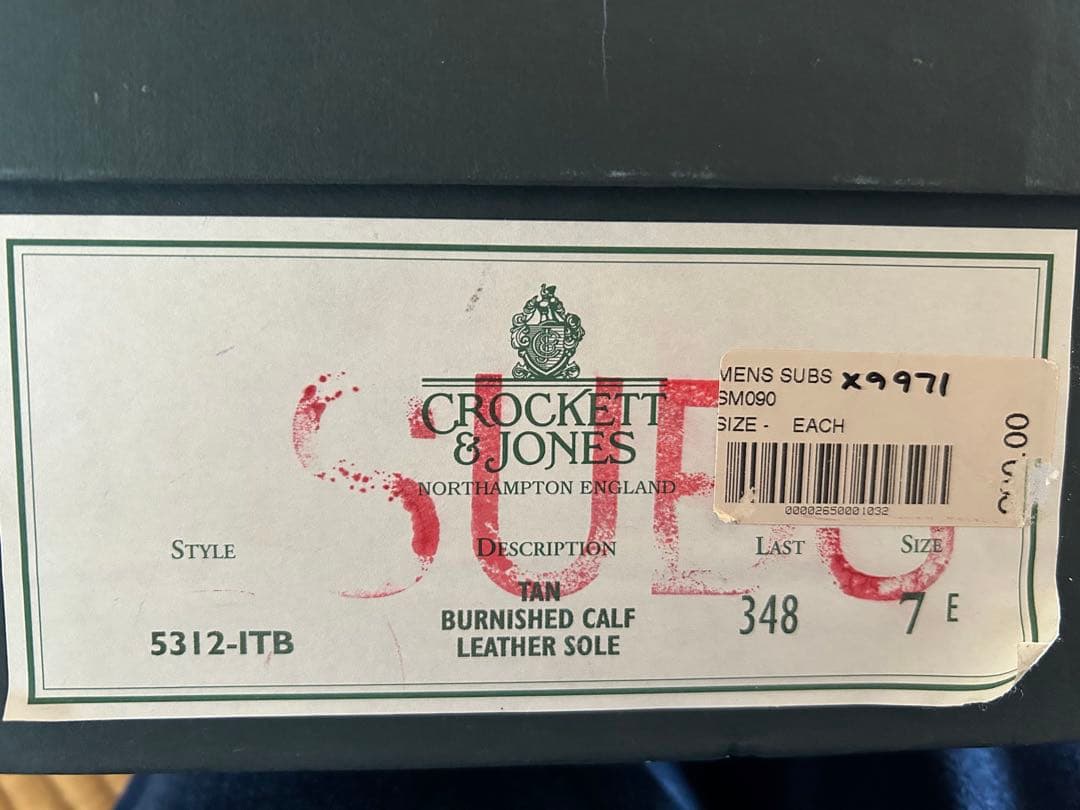 Crockett & Jones Paul Smith コラボモデル　サイズ7E