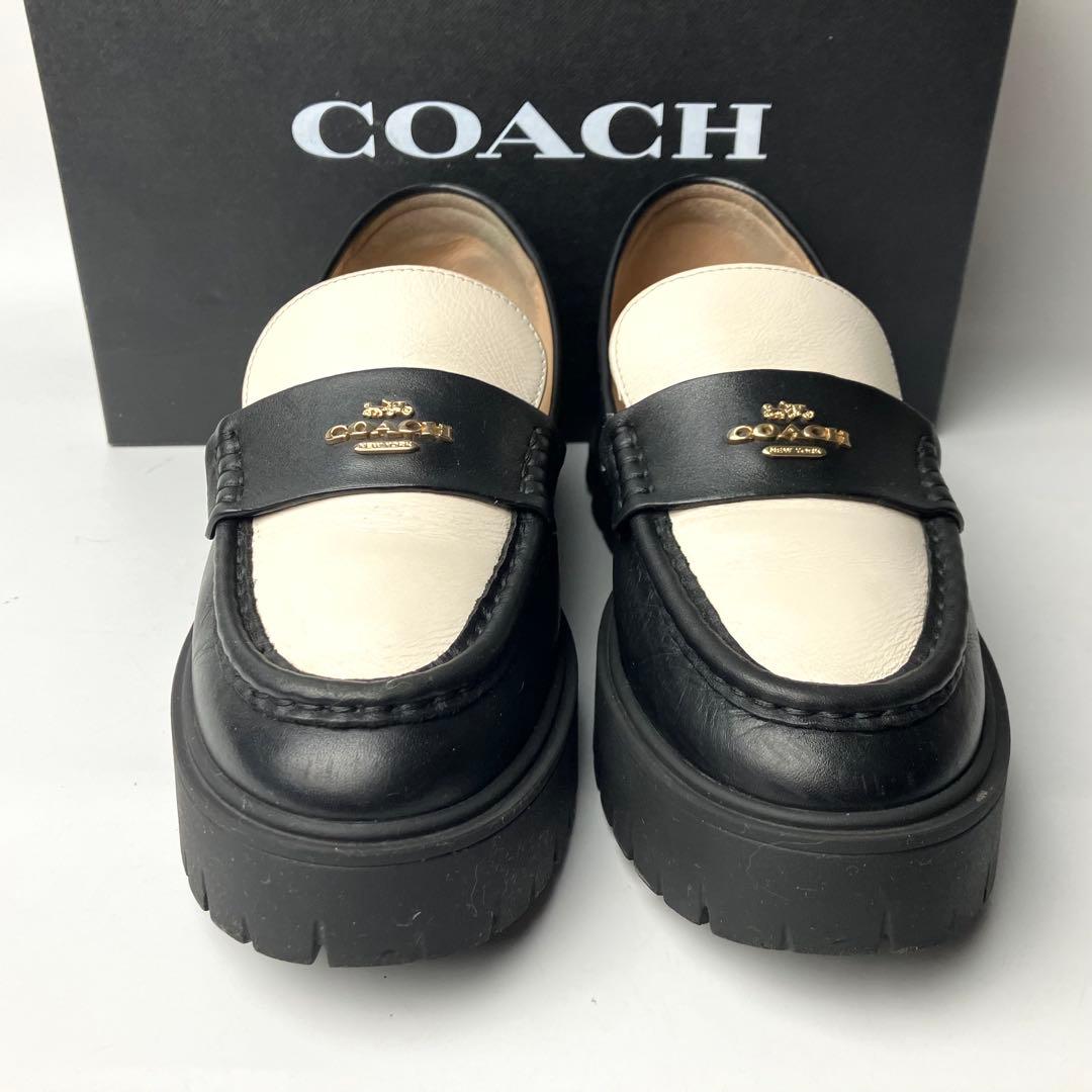 【美品】COACH ルーシー　厚底　レザーローファー　チャンキーヒール　23.5