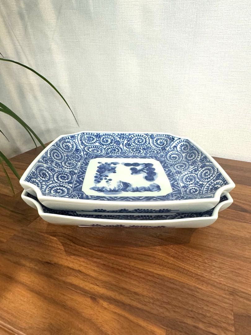 【新品未使用品】FOURGRACE 蛸唐草　松竹梅　隅切盛皿