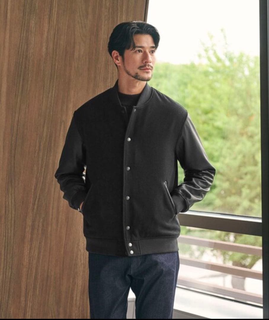 スタジャン 「WEB限定 WARDROBE SMART」ブラックメルトン レザー